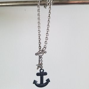 Black anchor necklace